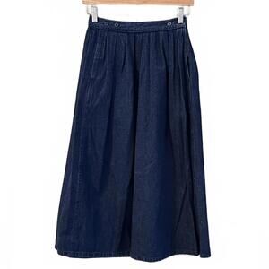 Vintage Calvin Klein Womens Pleated Denim Midi Skirt Size 6 Y2K